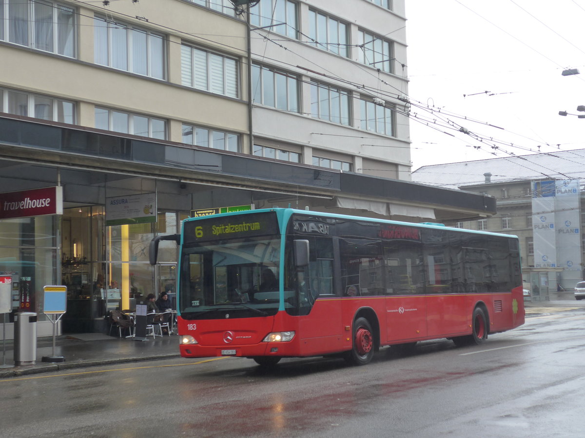 (188'686) - VB Biel - Nr. 183/BE 654'183 - Mercedes am 15. Februar 2018 beim Bahnhof Biel