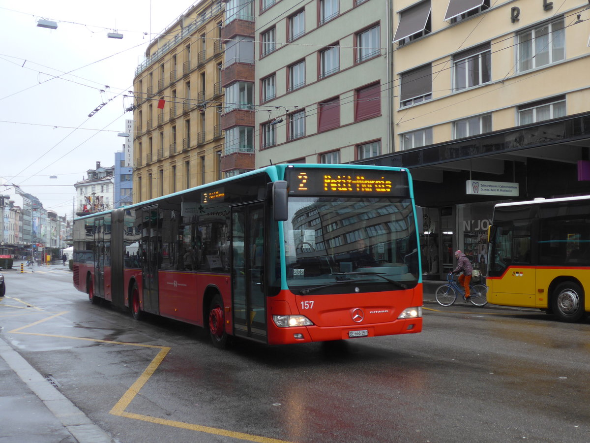 (188'702) - VB Biel - Nr. 157/BE 666'157 - Mercedes am 15. Februar 2018 beim Bahnhof Biel