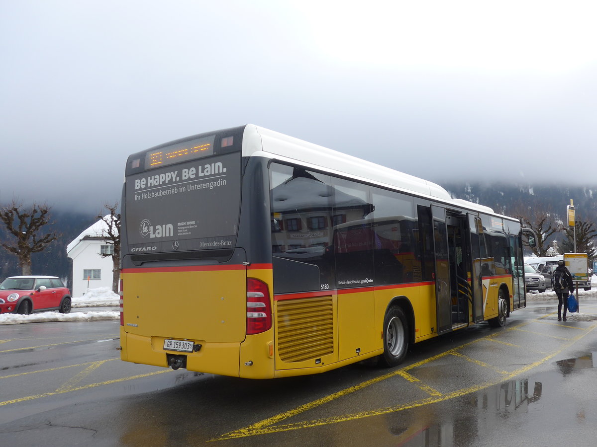 (188'811) - PostAuto Graubnden - GR 159'303 - Mercedes am 16. Februar 2018 beim Bahnhof Scuol-Tarasp