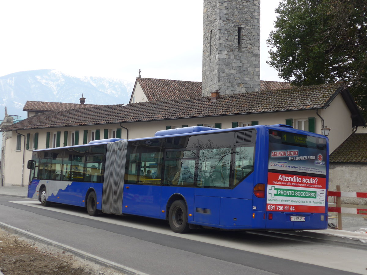 (188'843) - FART Locarno - Nr. 31/TI 315'931 - Mercedes (ex VZO Grningen Nr. 20) am 17. Februar 2018 in Ascona, Post