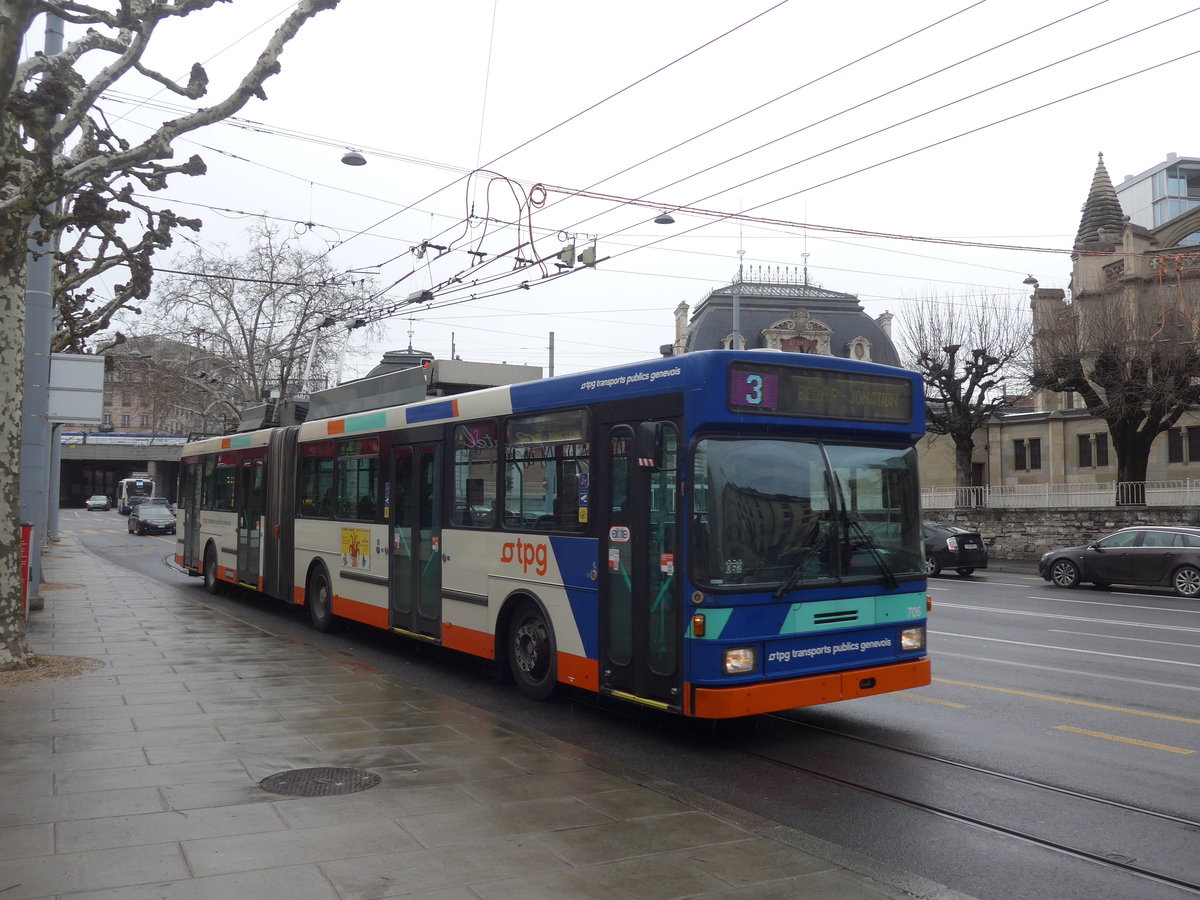 (189'183) - TPG Genve - Nr. 706 - NAW/Hess Gelenktrolleybus am 12. Mrz 2018 in Genve, Place des Vingt-Deux-Cantons