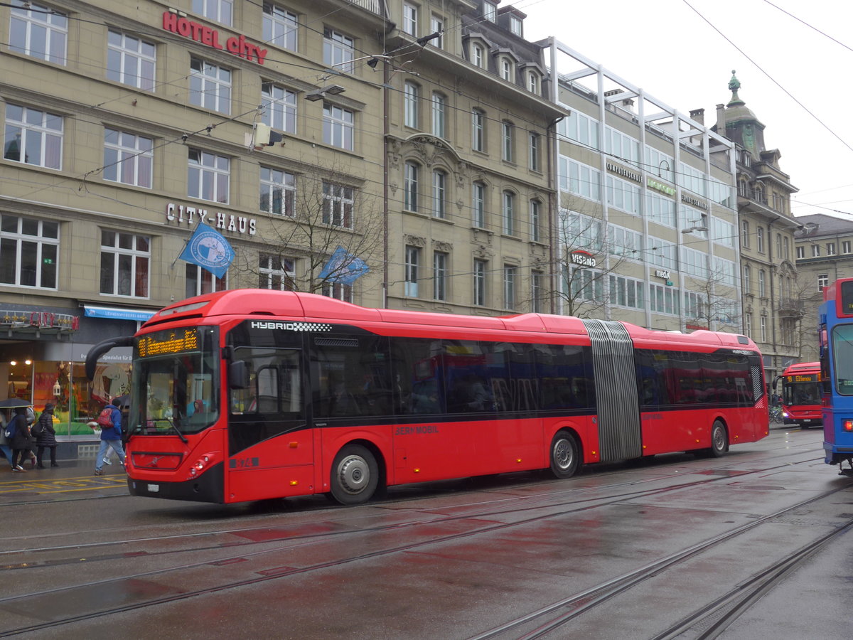 (189'448) - Bernmobil, Bern - Nr. 874/BE 832'874 - Volvo am 17. Mrz 2018 beim Bahnhof Bern