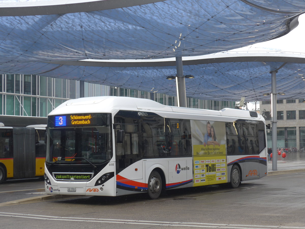 (189'468) - AAR bus+bahn, Aarau - Nr. 50/AG 7750 - Volvo am 19. Mrz 2018 beim Bahnhof Aarau