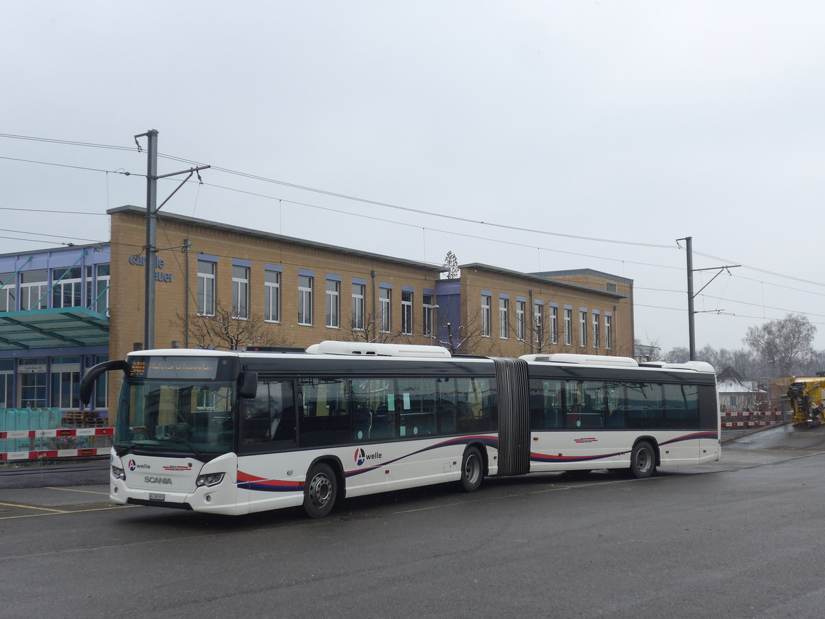 (189'499) - Limmat Bus, Dietikon - AG 380'805 - Scania am 19. Mrz 2018 beim Bahnhof Wohlen