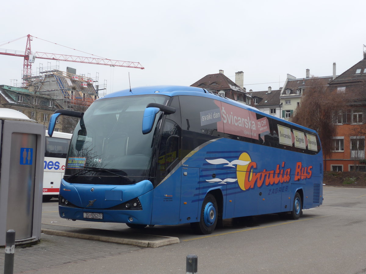 (189'553) - Aus Kroatien: Croatia Bus, Zagreb - ZG 9262-FF - Volvo/Atomic am 19. Mrz 2018 in Zrich, Sihlquai