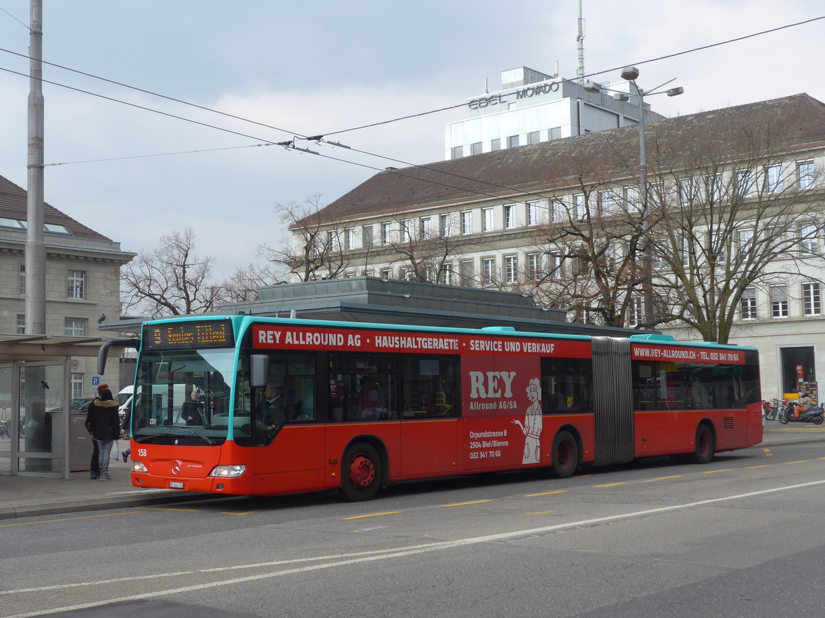 (189'628) - VB Biel - Nr. 158/BE 666'158 - Mercedes am 26. Mrz 2018 beim Bahnhof Biel