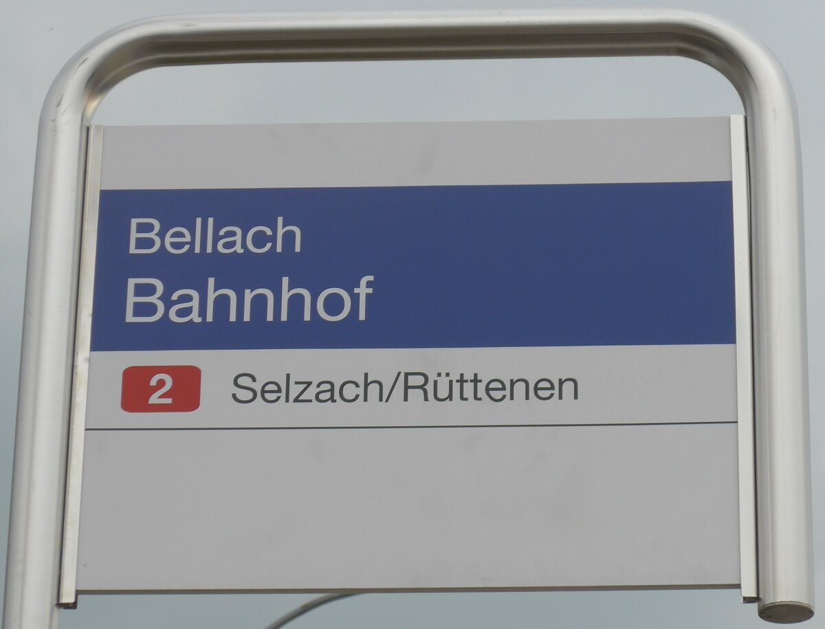 (189'653) - BSU-Haltestellenschild - Bellach, Bahnhof - am 26. Mrz 2018