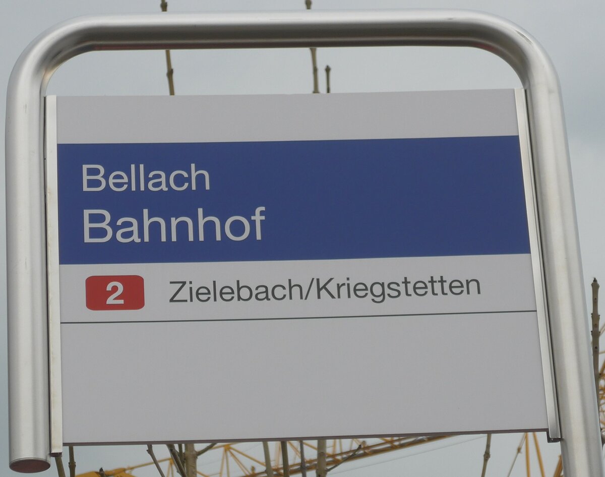 (189'654) - BSU-Haltestellenschild - Bellach, Bahnhof - am 26. Mrz 2018