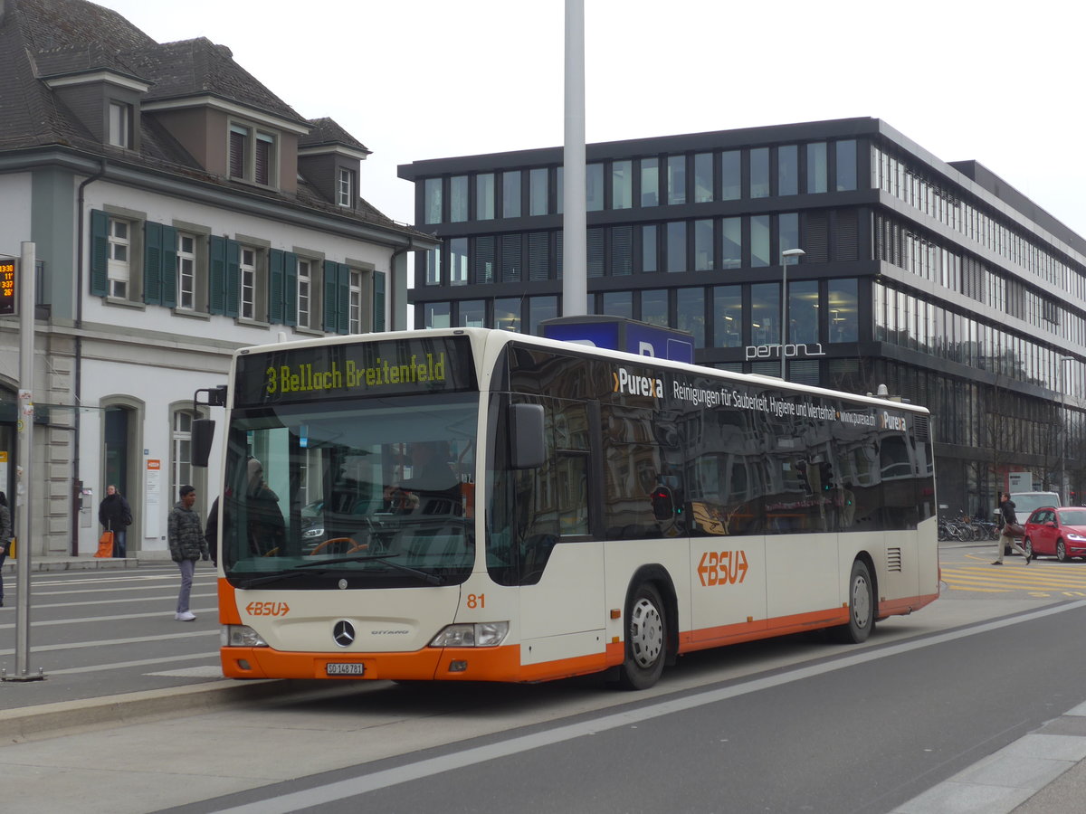 (189'668) - BSU Solothurn - Nr. 81/SO 148'781 - Mercedes am 26. Mrz 2018 beim Hauptbahnhof Solothurn