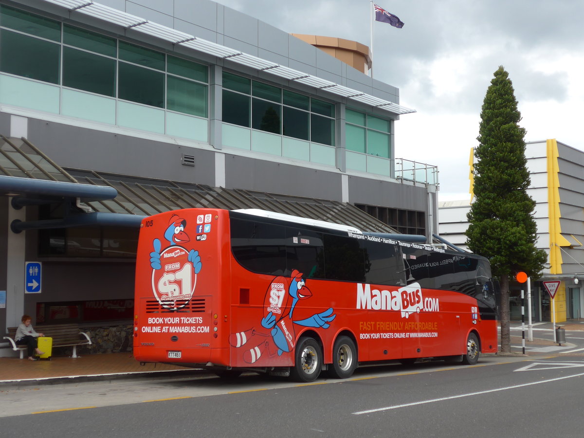(190'646) - ManaBus, Auckland - Nr. 105/KTT461 - Volvo/KiwiBus am 21. April 2018 in Tauranga