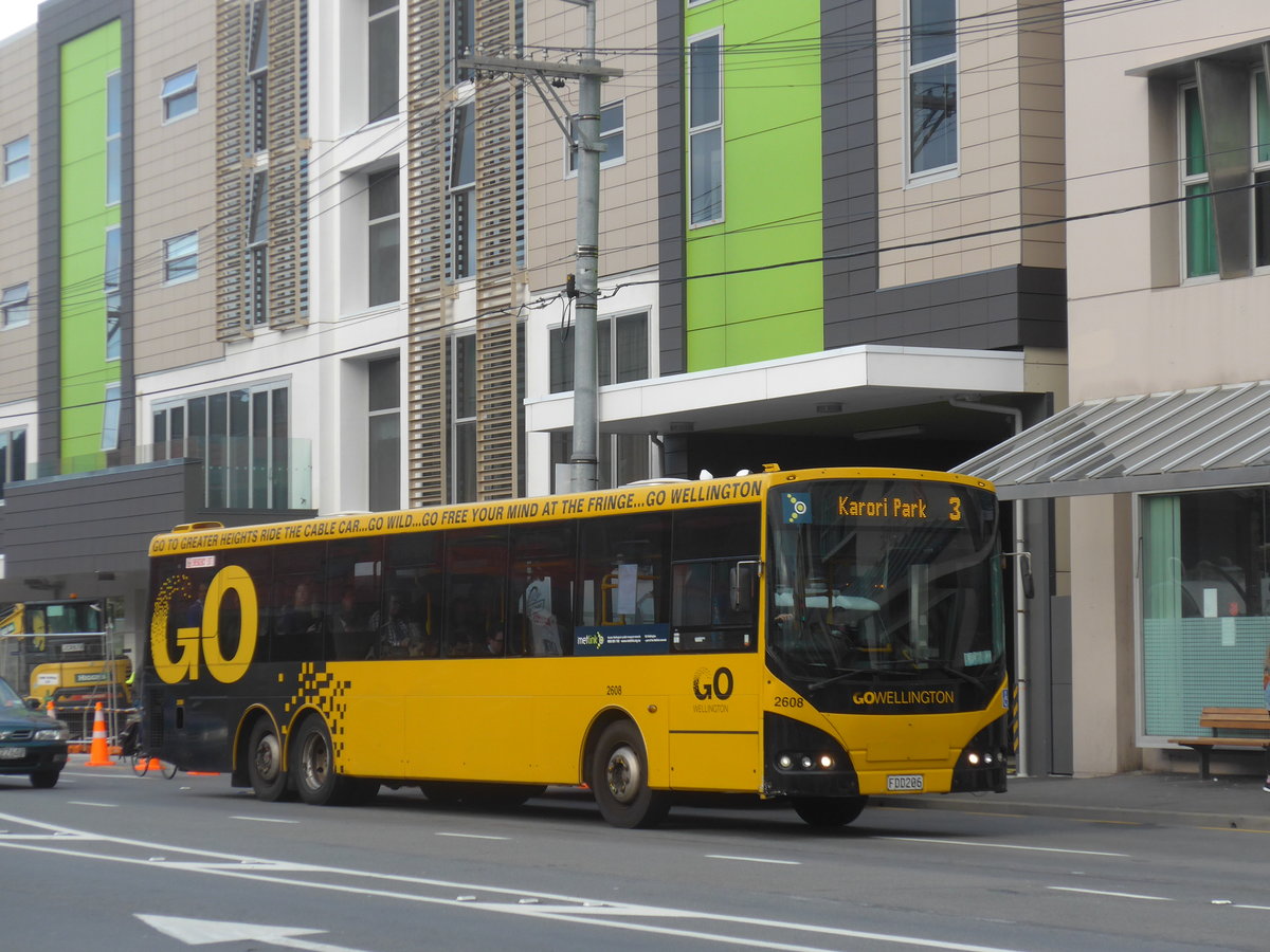 (191'575) - GO Wellington - Nr. 2608/FDD206 - MAN/Designline (ex Red Bus, Christchurch Nr. 970) am 27. April 2018 in Wellington, Spital