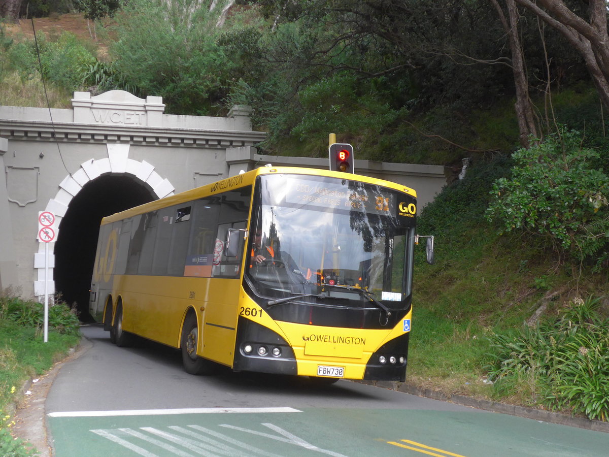 (191'780) - GO Wellington - Nr. 2601/FBW730 - MAN/Designline (ex Red Bus, Christchurch Nr. 963) am 27. April 2018 in Wellington, Hataitai Bus Tunnel