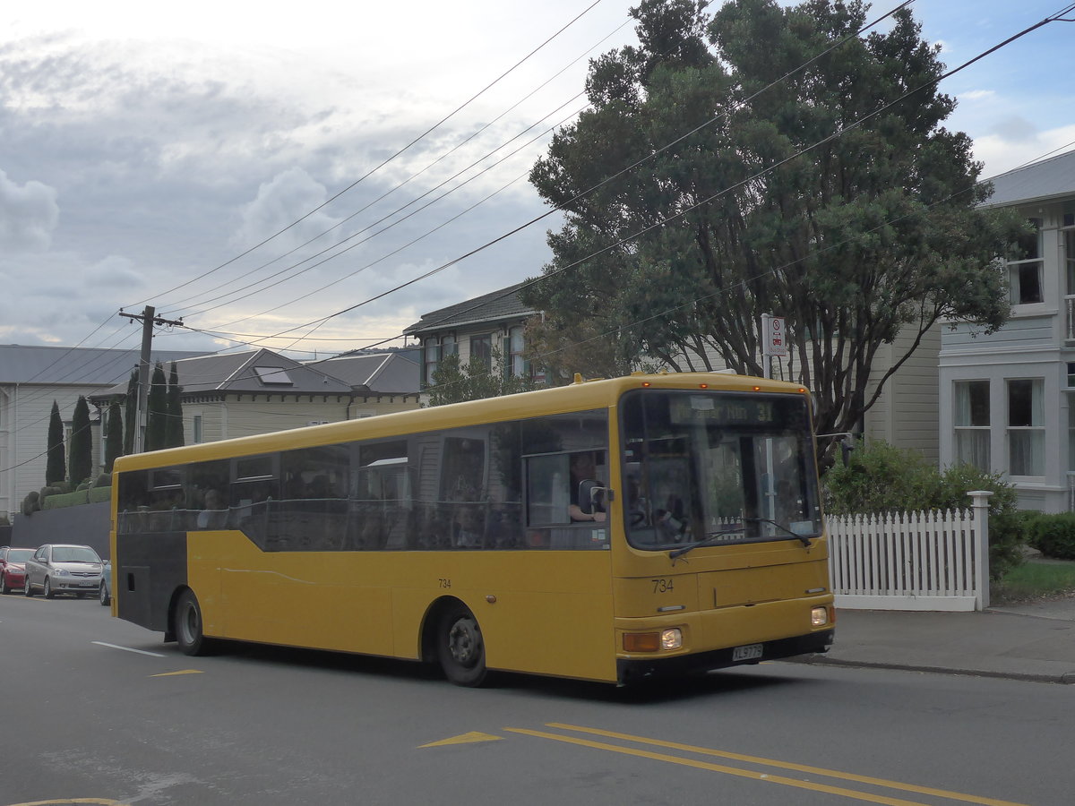 (191'799) - GO Wellington - Nr. 734/XL9779 - MAN/Designline (ex Stagecoach, Auckland Nr. 734) am 27. April 2018 in Wellington, Hataitai Bus Tunnel