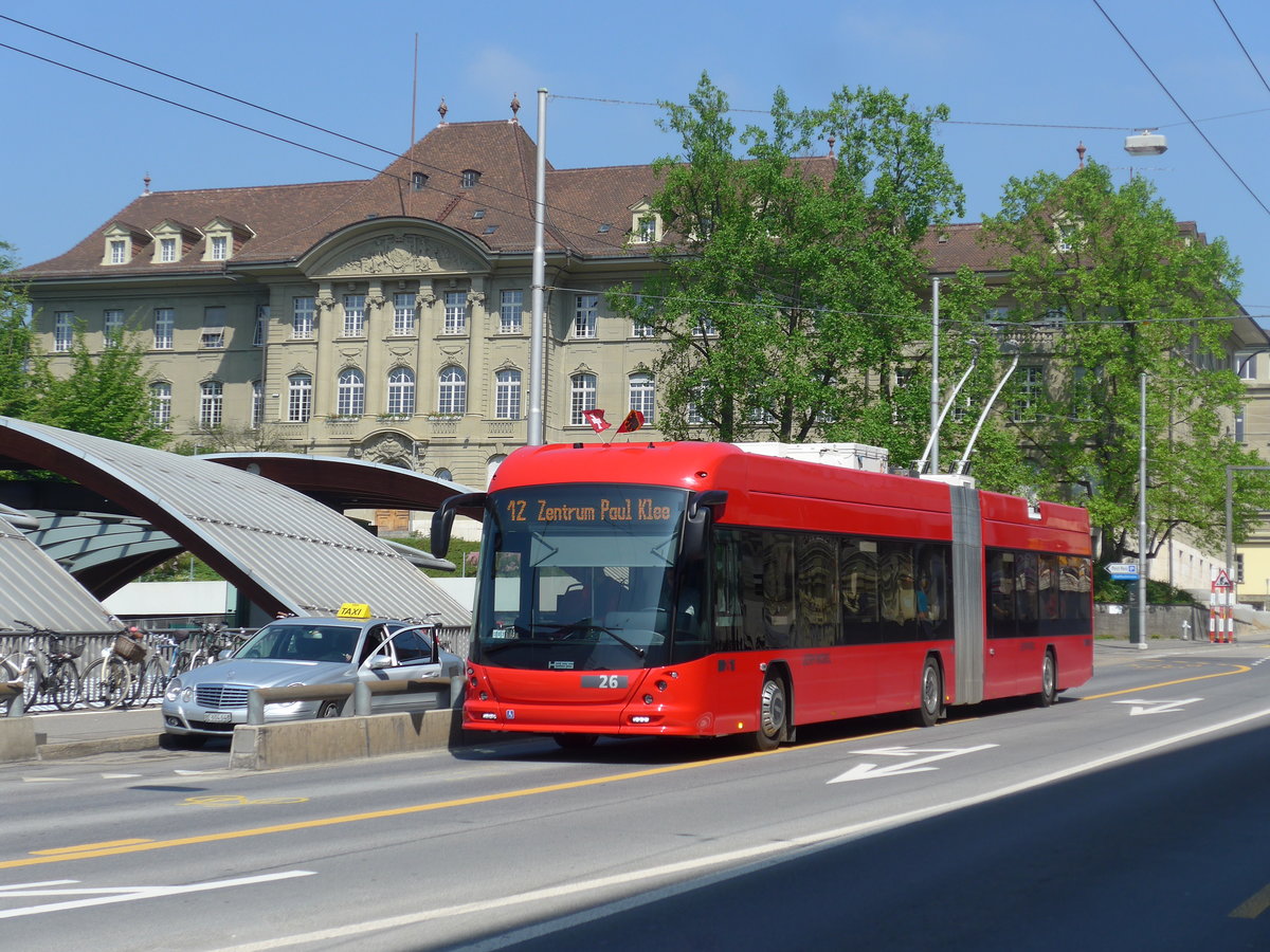 (192'802) - Bernmobil, Bern - Nr. 26 - Hess/Hess Gelenktrolleybus am 6. Mai 2018 in Bern, Schanzenstrasse