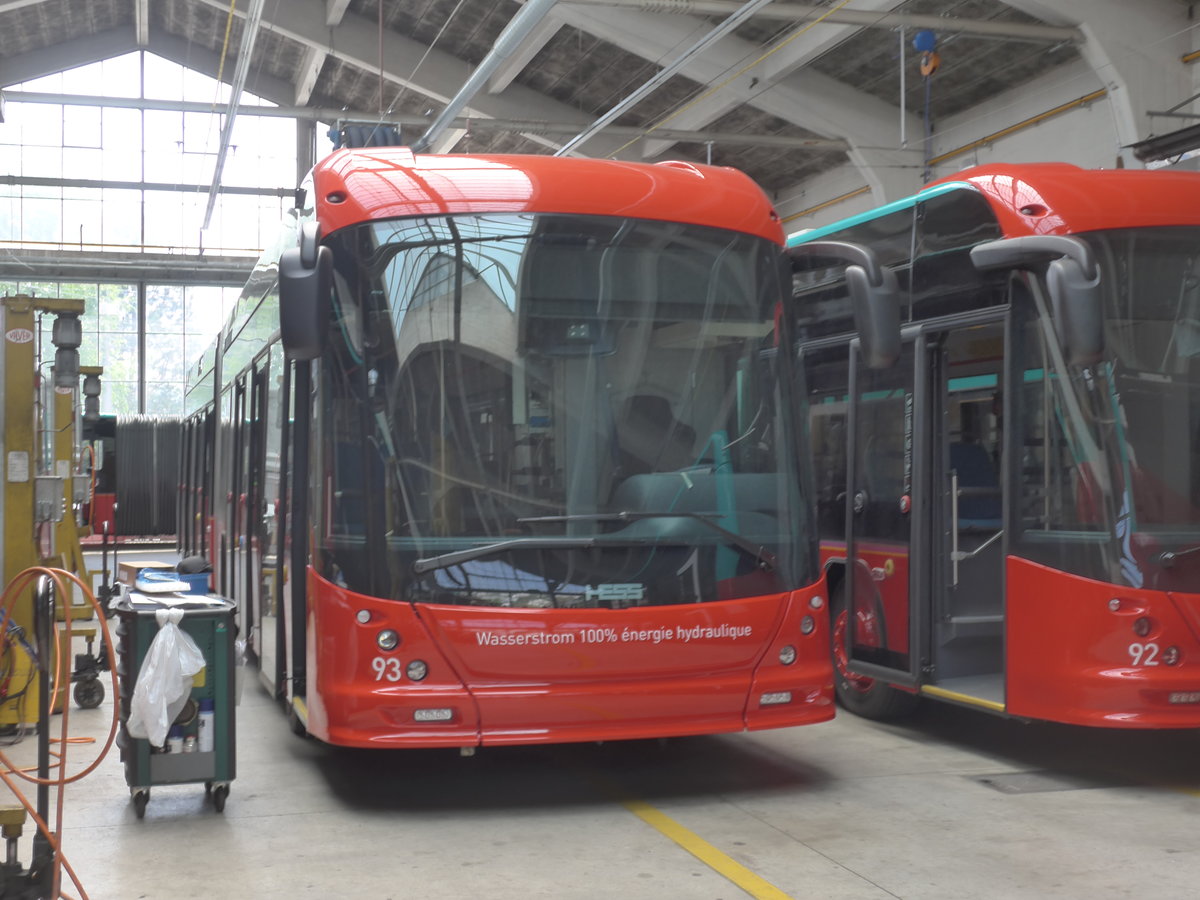 (192'817) - VB Biel - Nr. 93 - Hess/Hess Gelenktrolleybus am 6. Mai 2018 in Biel, Depot