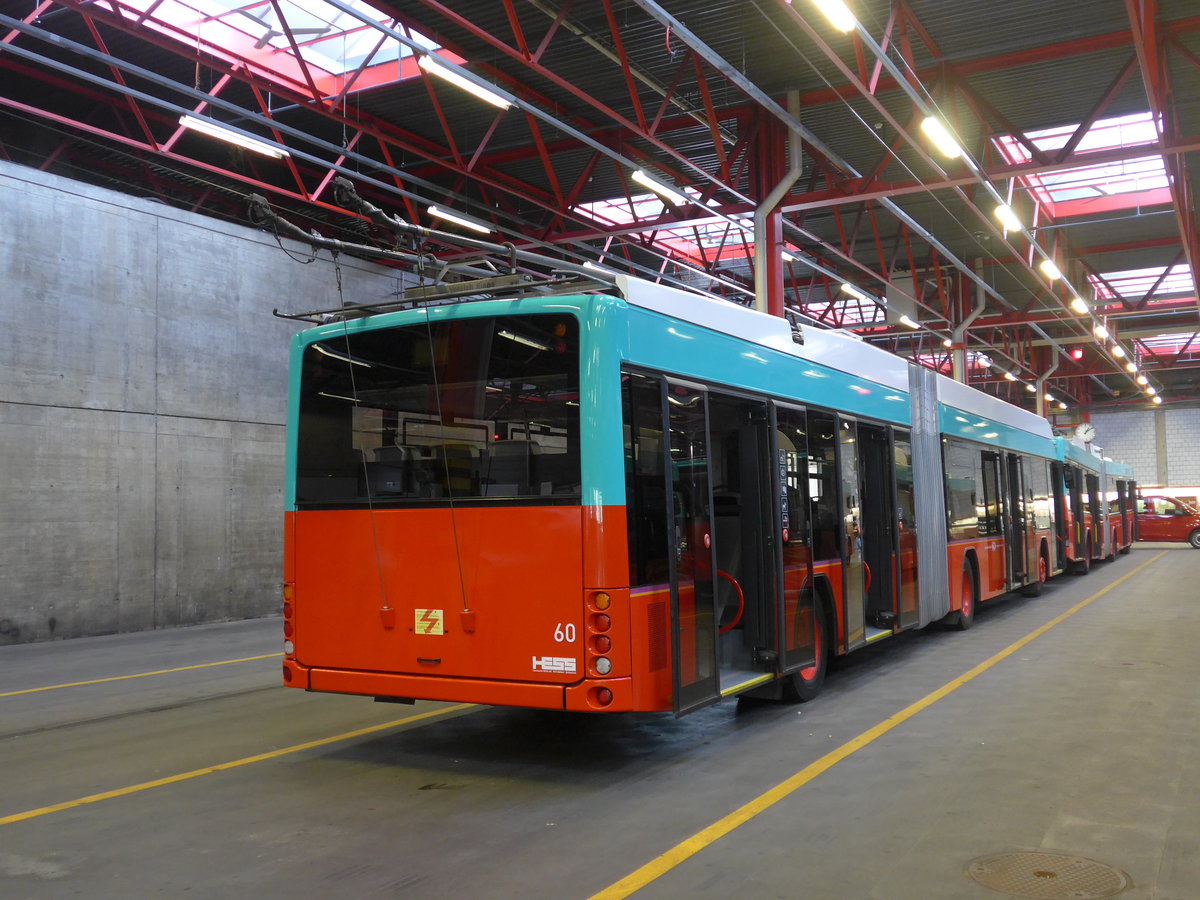 (192'836) - VB Biel - Nr. 60 - Hess/Hess Gelenktrolleybus am 6. Mai 2018 in Biel, Depot