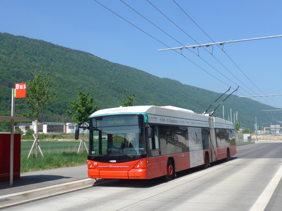 (192'887) - VB Biel - Nr. 59 - Hess/Hess Gelenktrolleybus am 6. Mai 2018 in Biel, Stadien