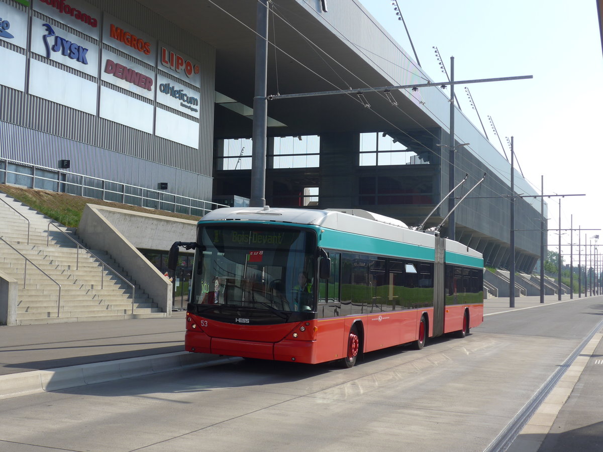 (192'904) - VB Biel - Nr. 53 - Hess/Hess Gelenktrolleybus am 6. Mai 2018 in Biel, Stadien