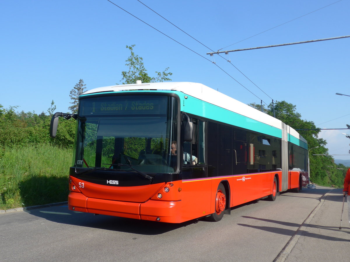 (192'918) - VB Biel - Nr. 53 - Hess/Hess Gelenktrolleybus am 6. Mai 2018 in Biel, Vorhlzli