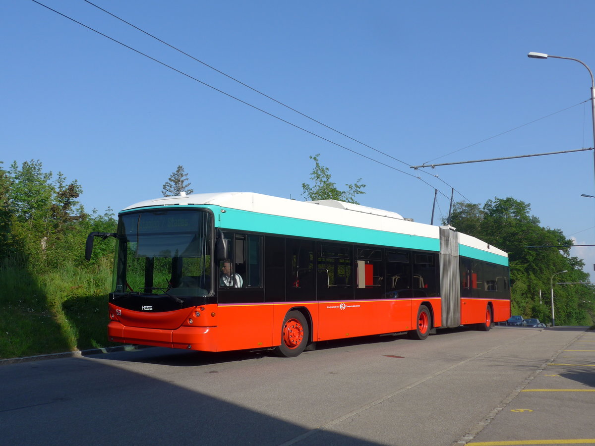 (192'919) - VB Biel - Nr. 53 - Hess/Hess Gelenktrolleybus am 6. Mai 2018 in Biel, Vorhlzli