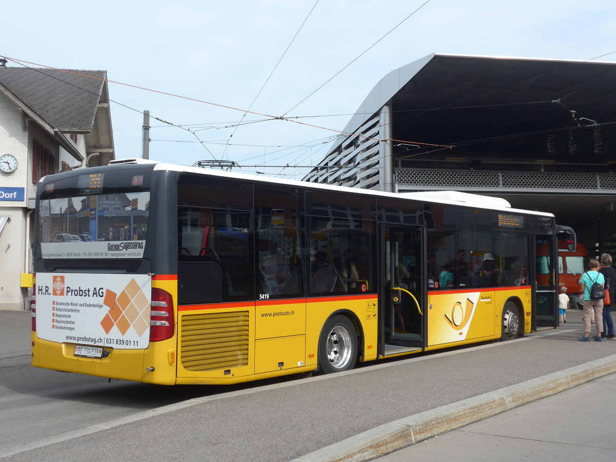 (193'651) - PostAuto Bern - Nr. 536/BE 734'536 - Mercedes am 3. Juni 2018 beim Bahnhof Worb Dorf