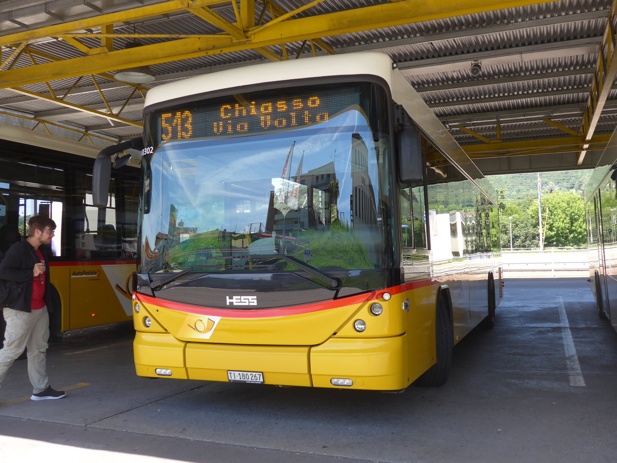 (193'829) - Autopostale, Mendrisio - TI 180'267 - Scania/Hess am 9. Juni 2018 beim Bahnhof Mendrisio