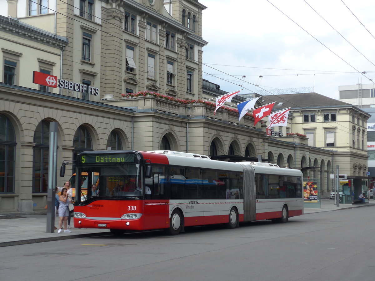(194'073) - SW Winterthur - Nr. 338/ZH 730'338 - Solaris am 17. Juni 2018 beim Hauptbahnhof Winterthur