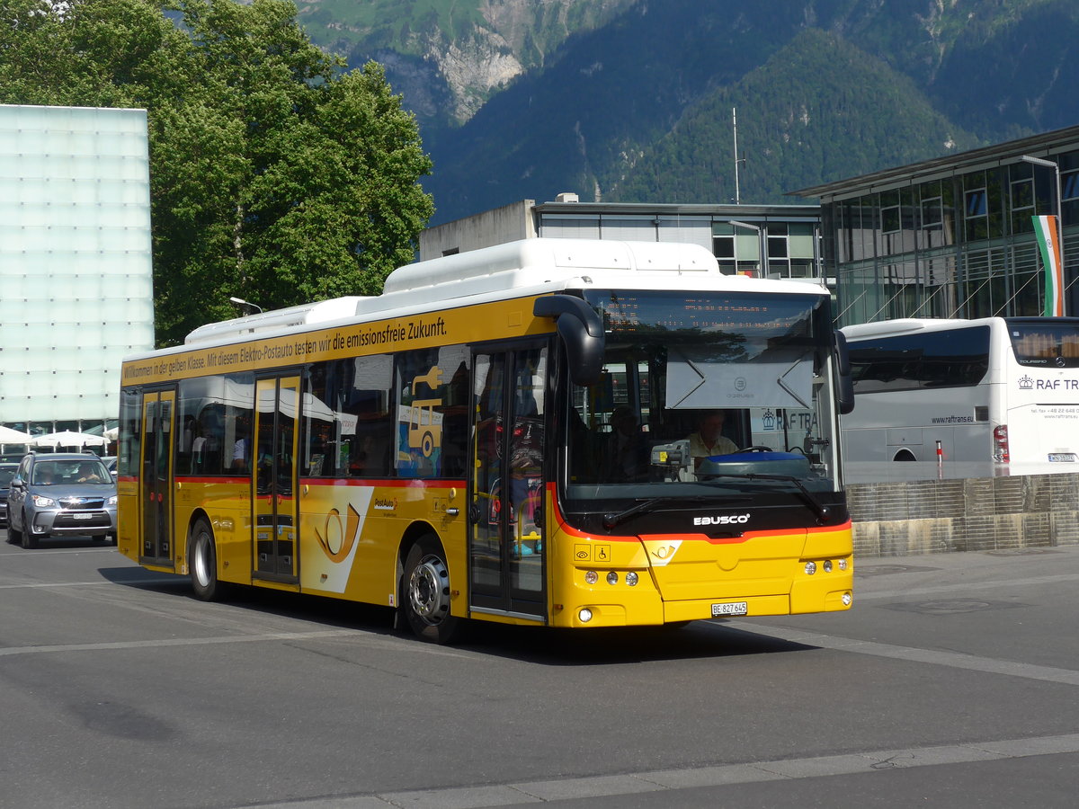 (194'288) - PostAuto Bern - BE 827'645 - Ebusco am 23. Juni 2018 beim Bahnhof Interlaken Ost