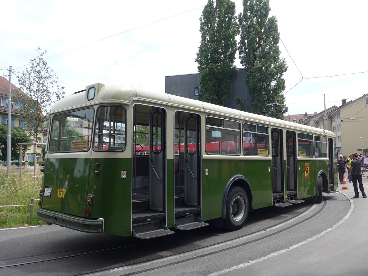 (194'352) - SVB Bern (Bernmobil historique) - Nr. 157/BE 113'157 - FBW/Gangloff am 24. Juni 2018 in Bern, Weissenbhl