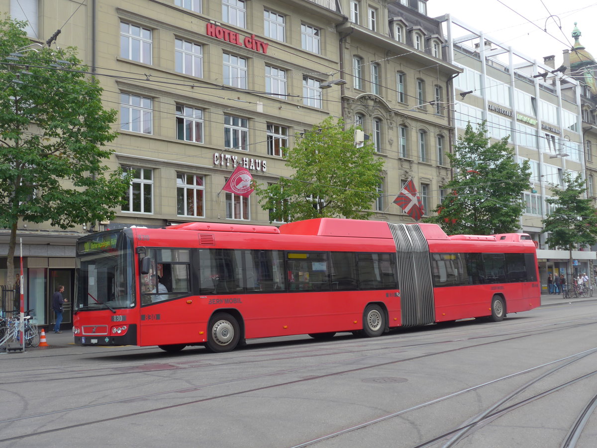 (194'363) - Bernmobil, Bern - Nr. 830/BE 612'830 - Volvo am 24. Juni 2018 beim Bahnhof Bern