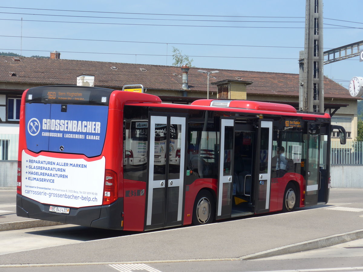 (194'500) - Bernmobil, Bern - Nr. 431/BE 843'431 - Mercedes am 2. Juli 2018 beim Bahnhof Mnsingen