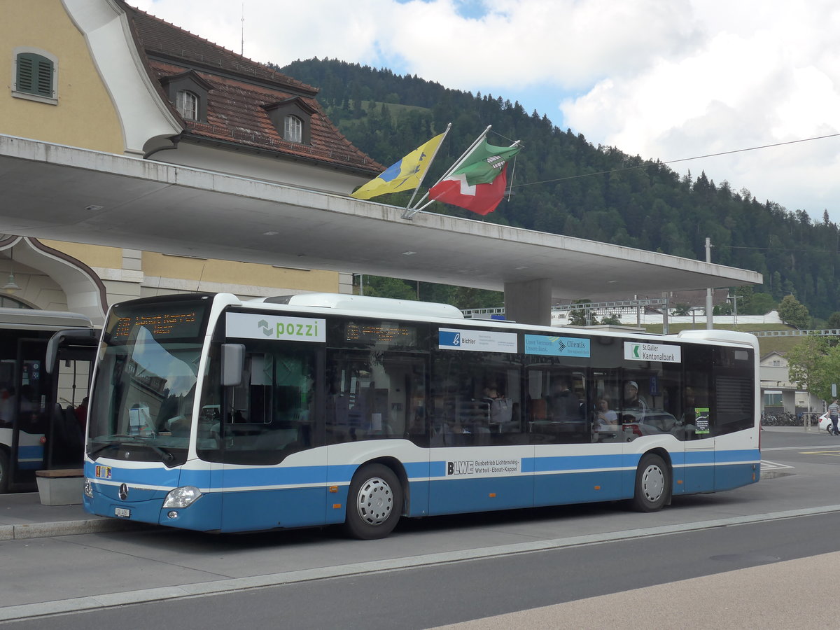 (194'567) - BLWE Wattwil - Nr. 2/SG 406 - Mercedes am 7. Juli 2018 beim Bahnhof Wattwil