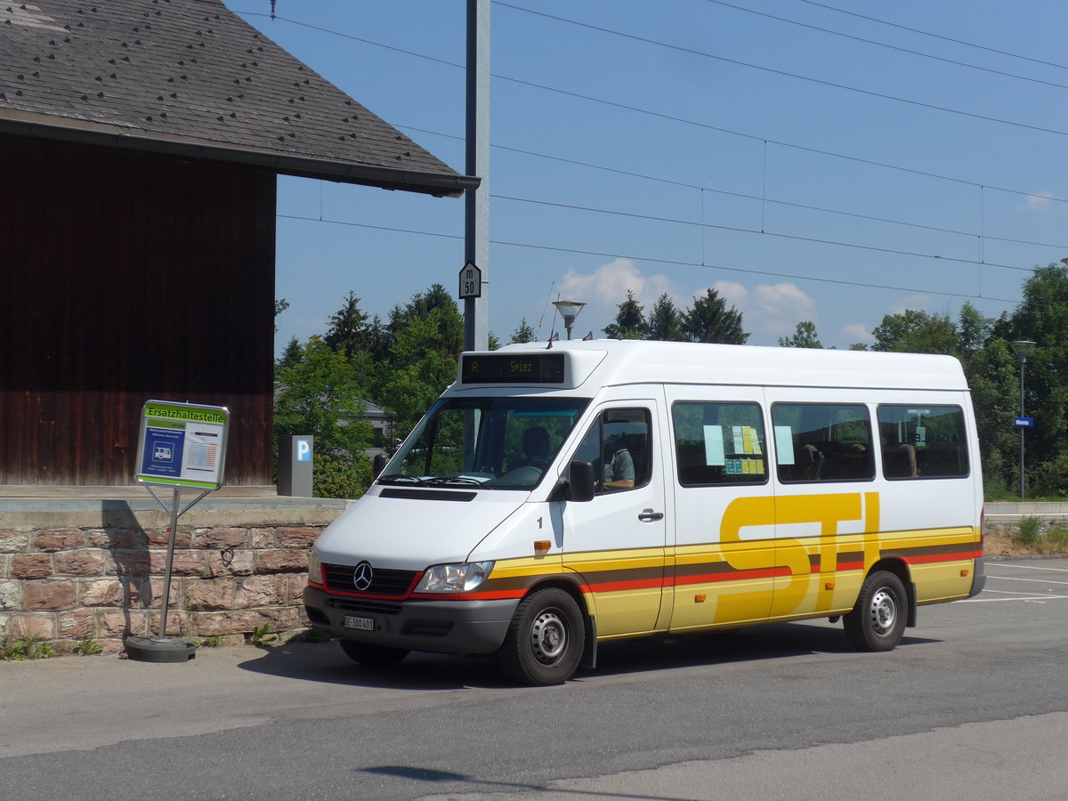 (194'674) - STI Thun - Nr. 1/BE 300'401 - Mercedes am 9. Juli 2018 beim Bahnhof Wimmis