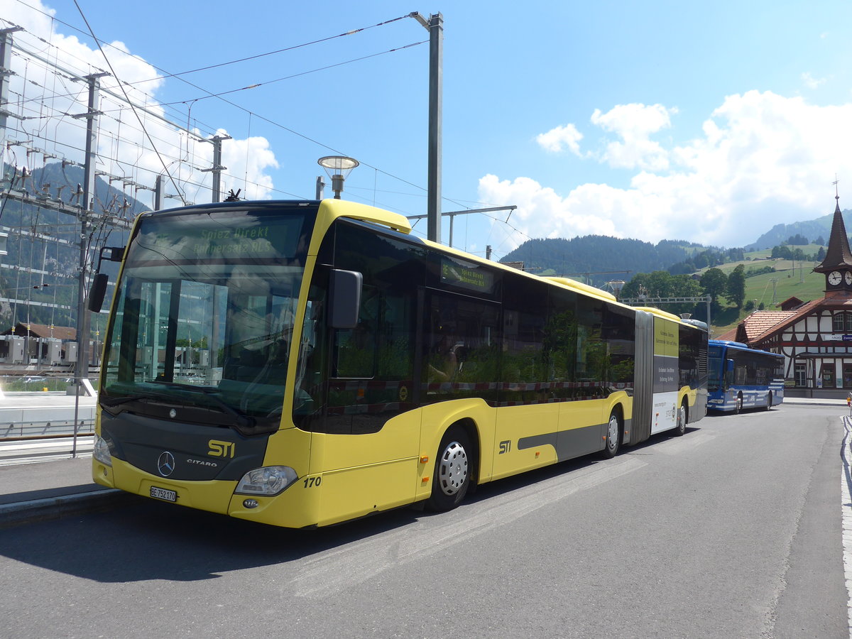(194'700) - STI Thun - Nr. 170/BE 752'170 - Mercedes am 9. Juli 2018 beim Bahnhof Zweisimmen