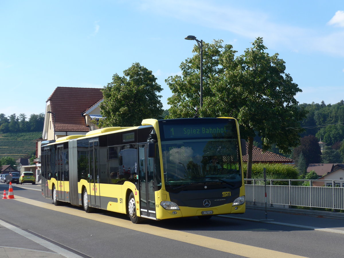 (194'747) - STI Thun - Nr. 163/BE 752'163 - Mercedes am 9. Juli 2018 beim Bahnhof Spiez