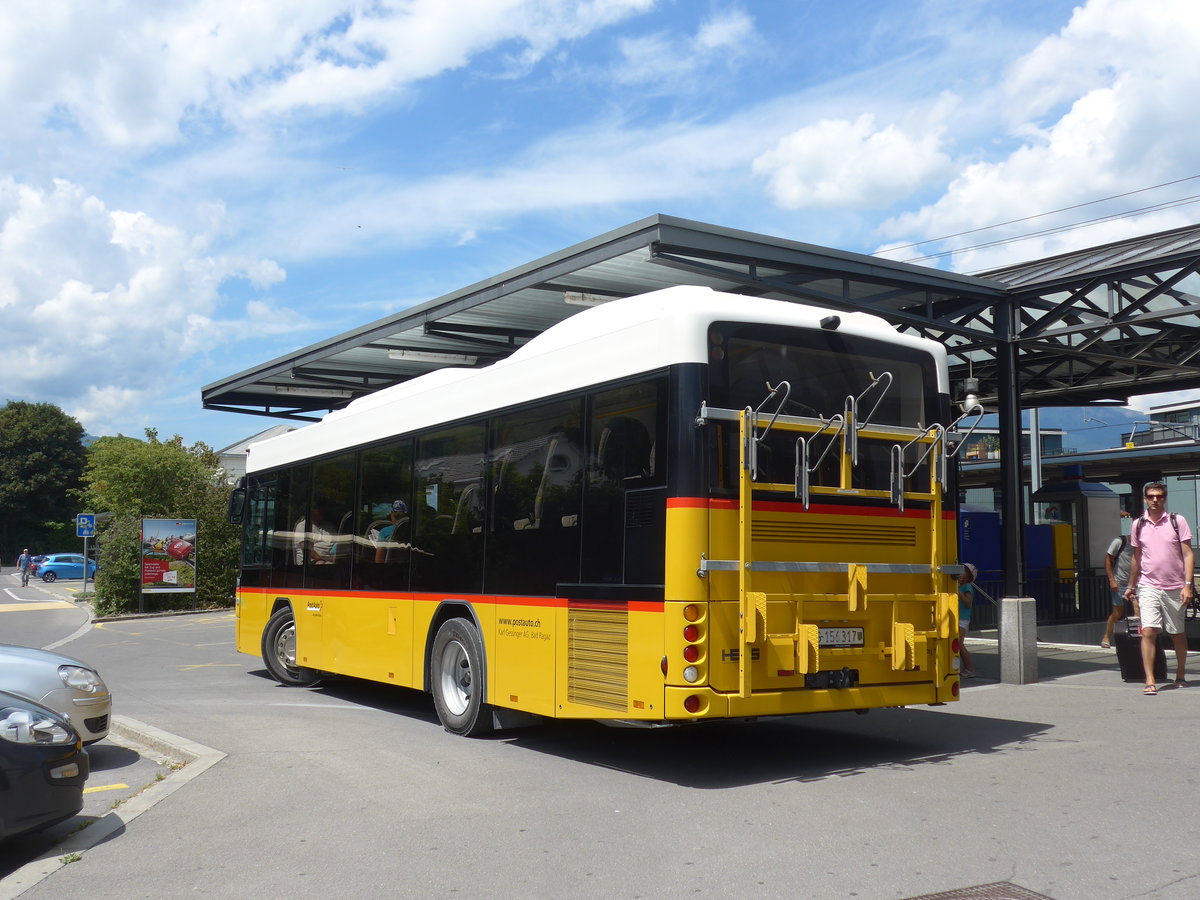(194'861) - Gessinger, Bad Ragaz - SG 156'317 - Scania/Hess am 15. Juli 2018 beim Bahnhof Bad Ragaz