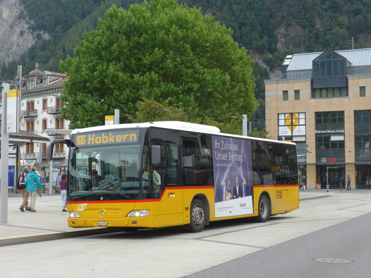 (194'955) - PostAuto Bern - BE 610'532 - Mercedes am 21. Juli 2018 beim Bahnhof Interlaken West