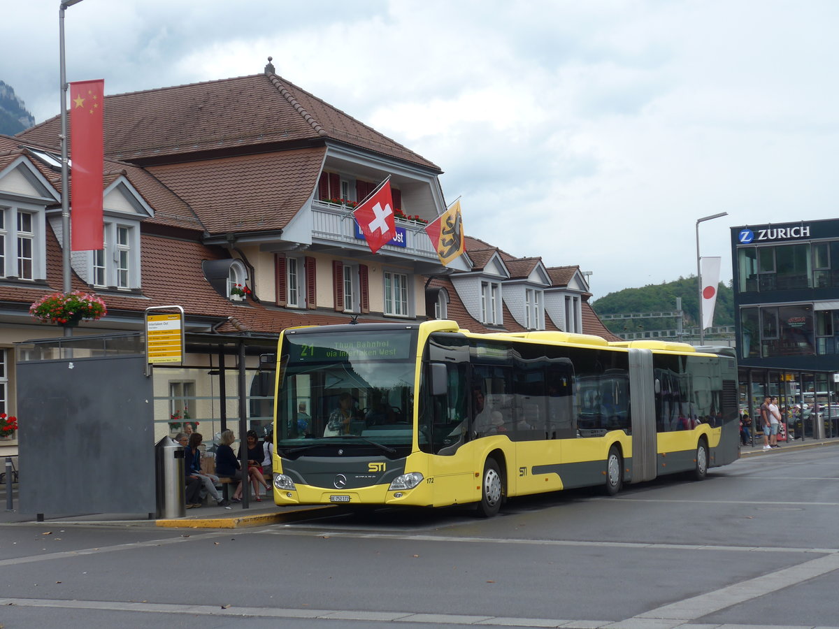 (195'021) - STI Thun - Nr. 172/BE 752'172 - Mercedes am 21. Juli 2018 beim Bahnhof Interlaken Ost