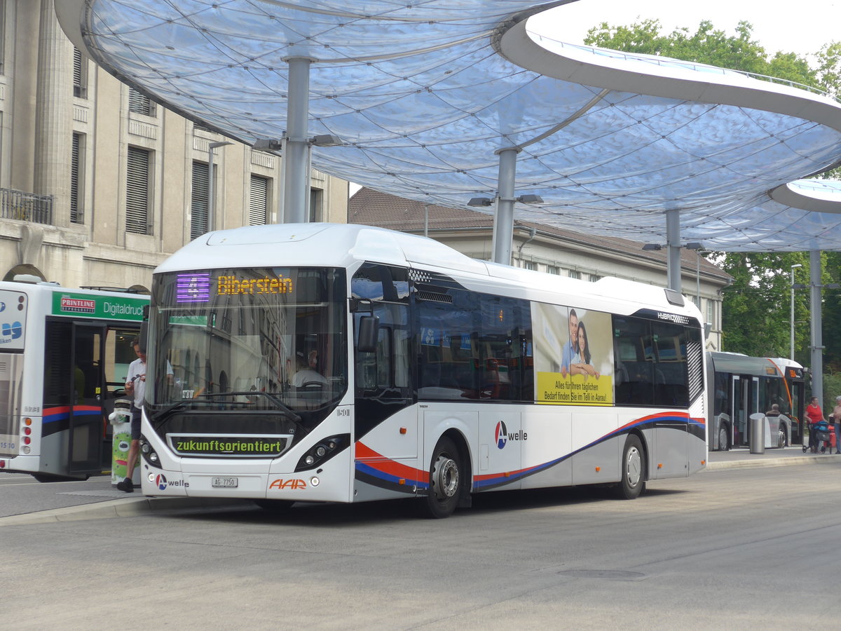 (195'077) - AAR bus+bahn, Aarau - Nr. 50/AG 7750 - Volvo am 23. Juli 2018 beim Bahnhof Aarau