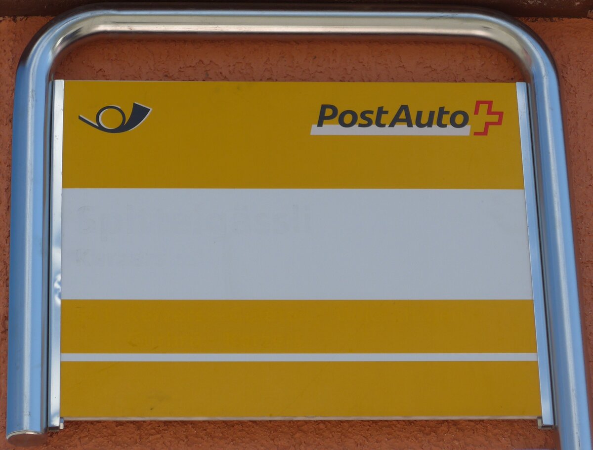 (195'279) - Leere PostAuto-Haltestellenschild am 29. Juli 2018 auf dem Grimselpass