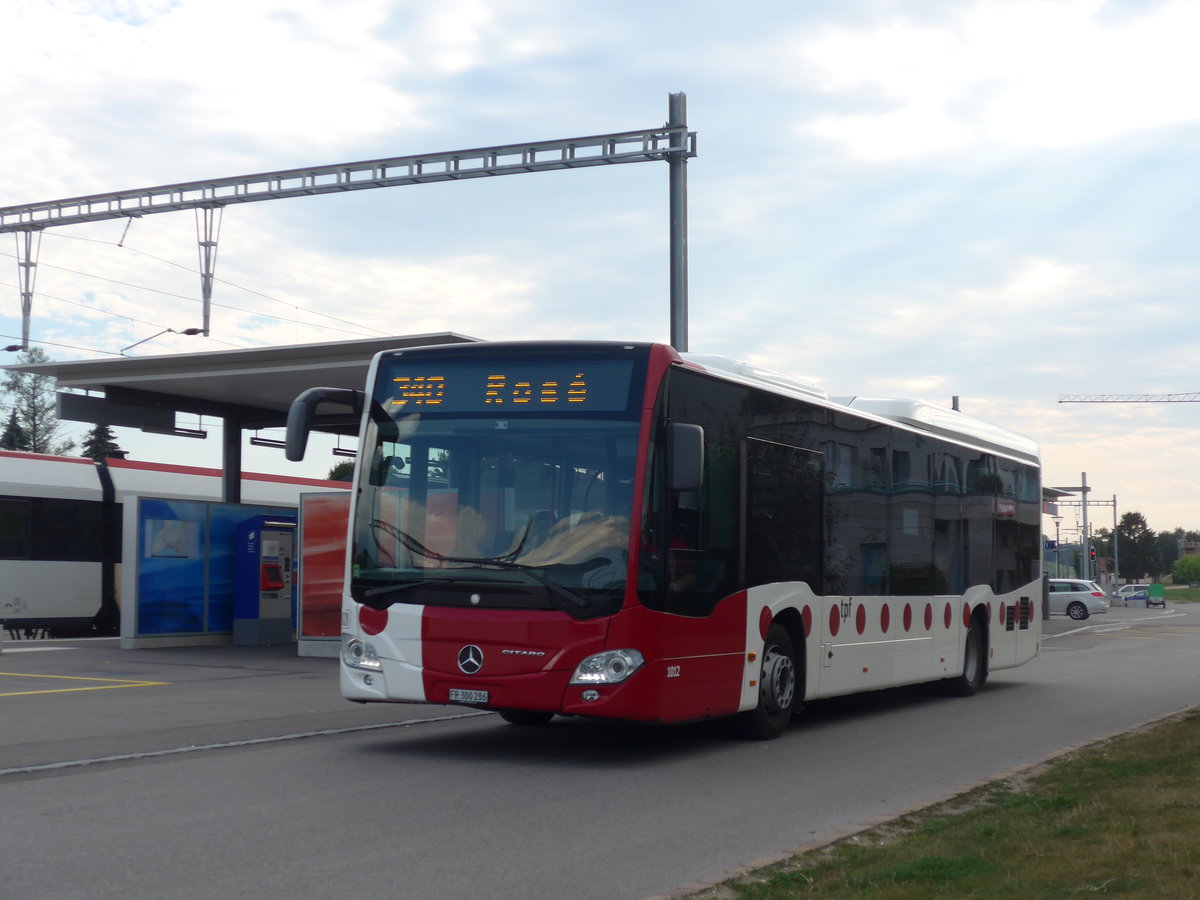 (195'339) - TPF Fribourg - Nr. 1012/FR 300'286 - Mercedes am 31. Juli 2018 beim Bahnhof Grolley