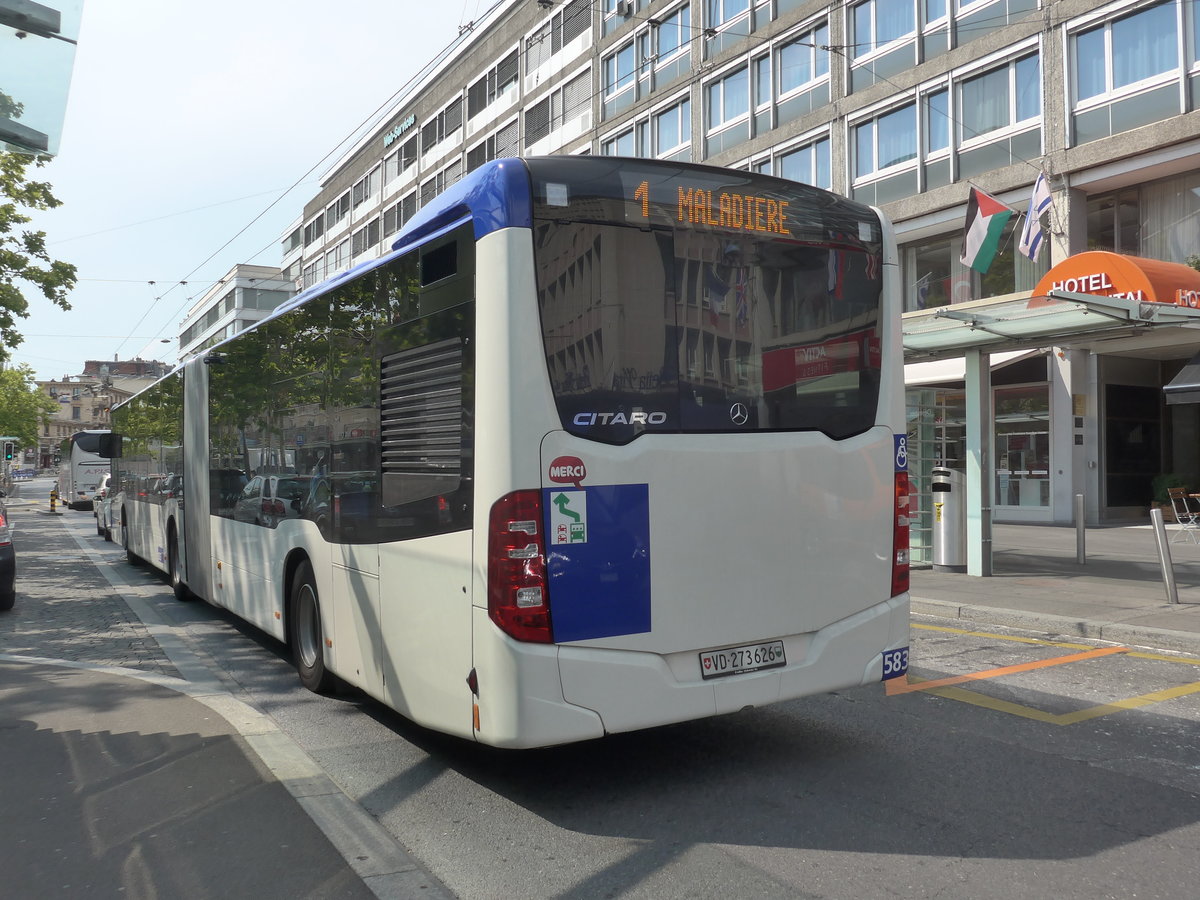 (195'747) - TL Lausanne - Nr. 583/VD 273'626 - Mercedes am 6. August 2018 beim Bahnhof Lausanne