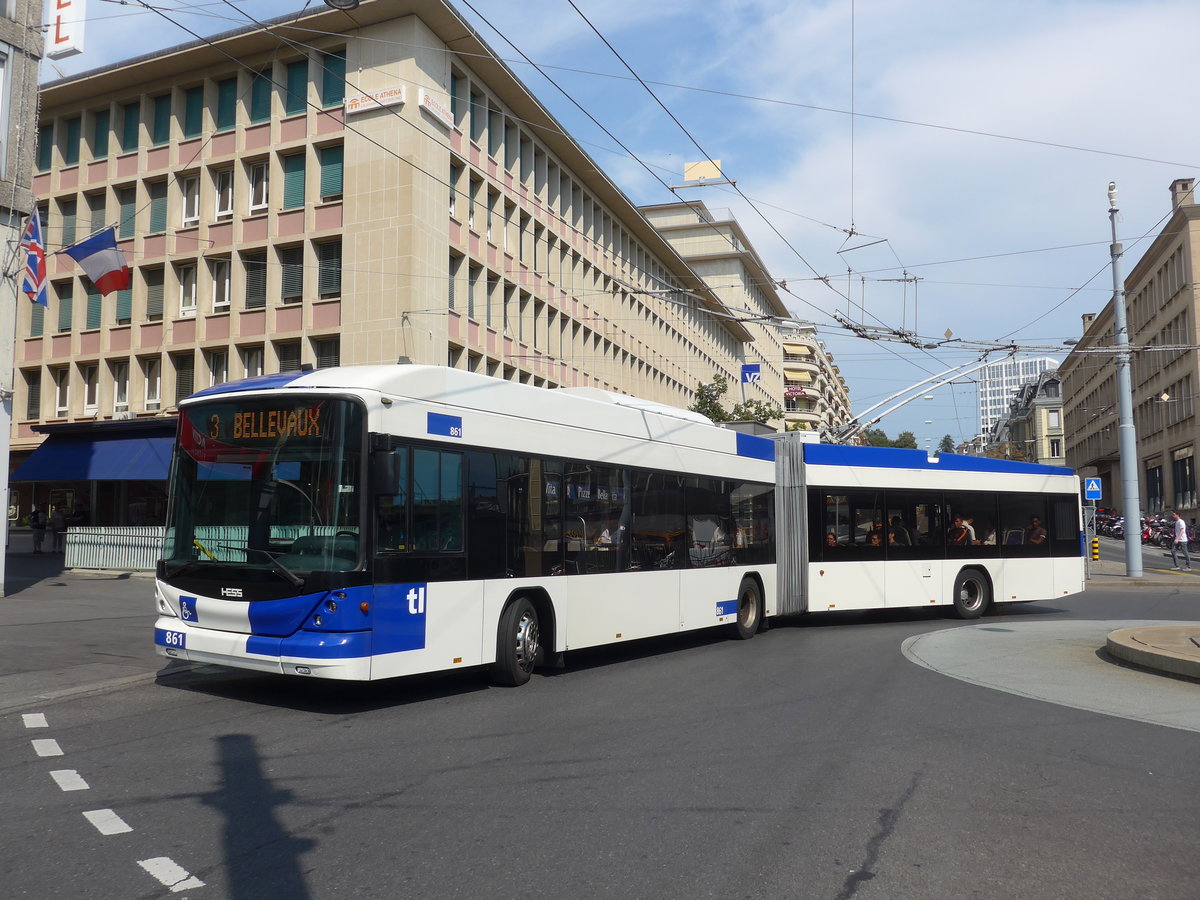 (195'760) - TL Lausanne - Nr. 861 - Hess/Hess Gelenktrolleybus am 6. August 2018 beim Bahnhof Lausanne