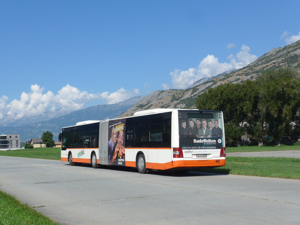 (196'017) - Regiobus, Gossau - Nr. 42/SG 283'920 - MAN am 19. August 2018 in Turtmann, Flugplatz