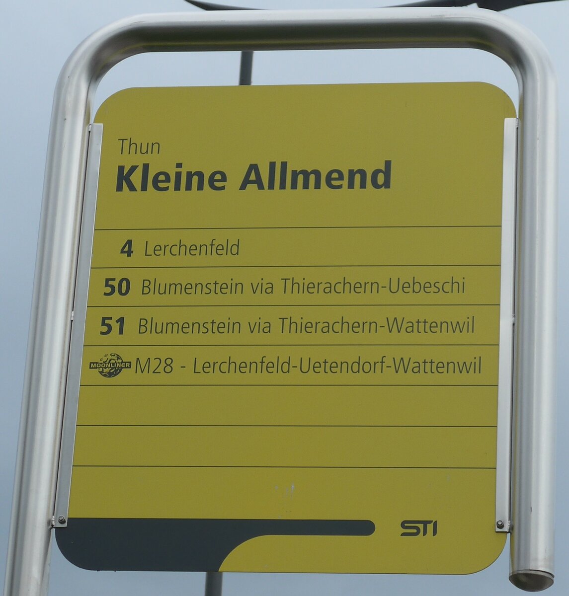 (196'473) - STI-Haltestellenschild - Thun, Kleine Allmend - am 2. September 2018