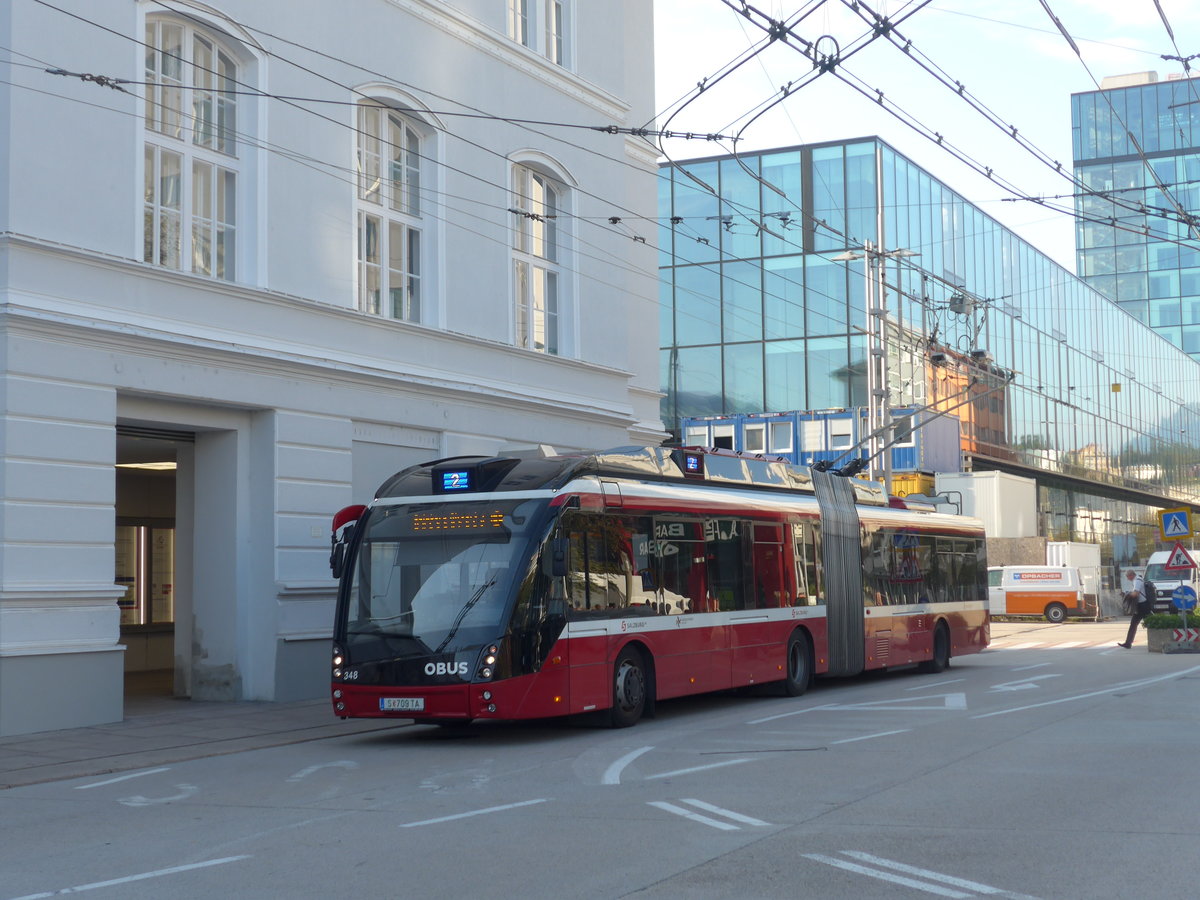 (197'042) - OBUS Salzburg - Nr. 348/S 709 TA - Solaris Gelenktrolleybus am 13. September 2018 beim Bahnhof Salzburg