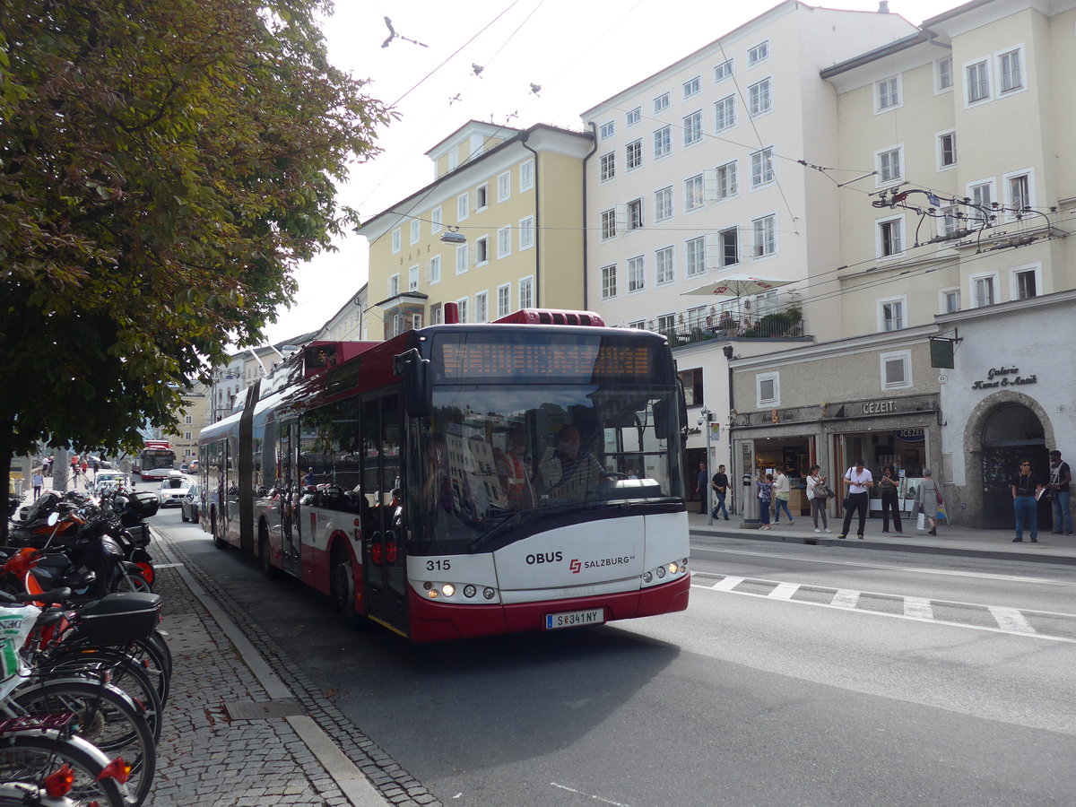 (197'153) - OBUS Salzburg - Nr. 315/S 341 NY - Solaris Gelenktrolleybus am 13. September 2018 in Salzburg, Hanuschplatz