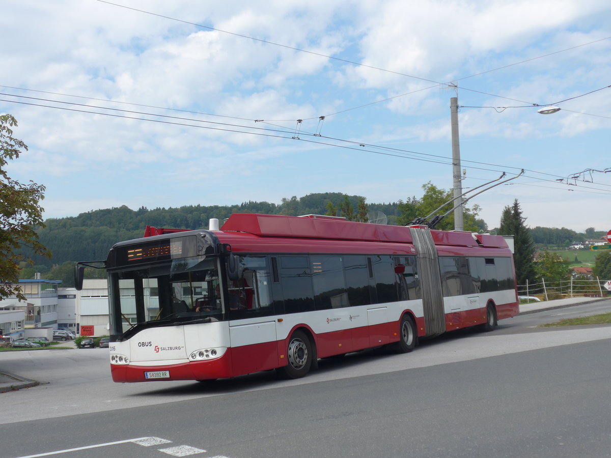 (197'174) - OBUS Salzburg - Nr. 316/S 392 RR - Solaris Gelenktrolleybus (ex TC La Chaux-de-Fonds/CH Nr. 141) am 13. September 2018 in Mayrwies, Daxluegstrasse