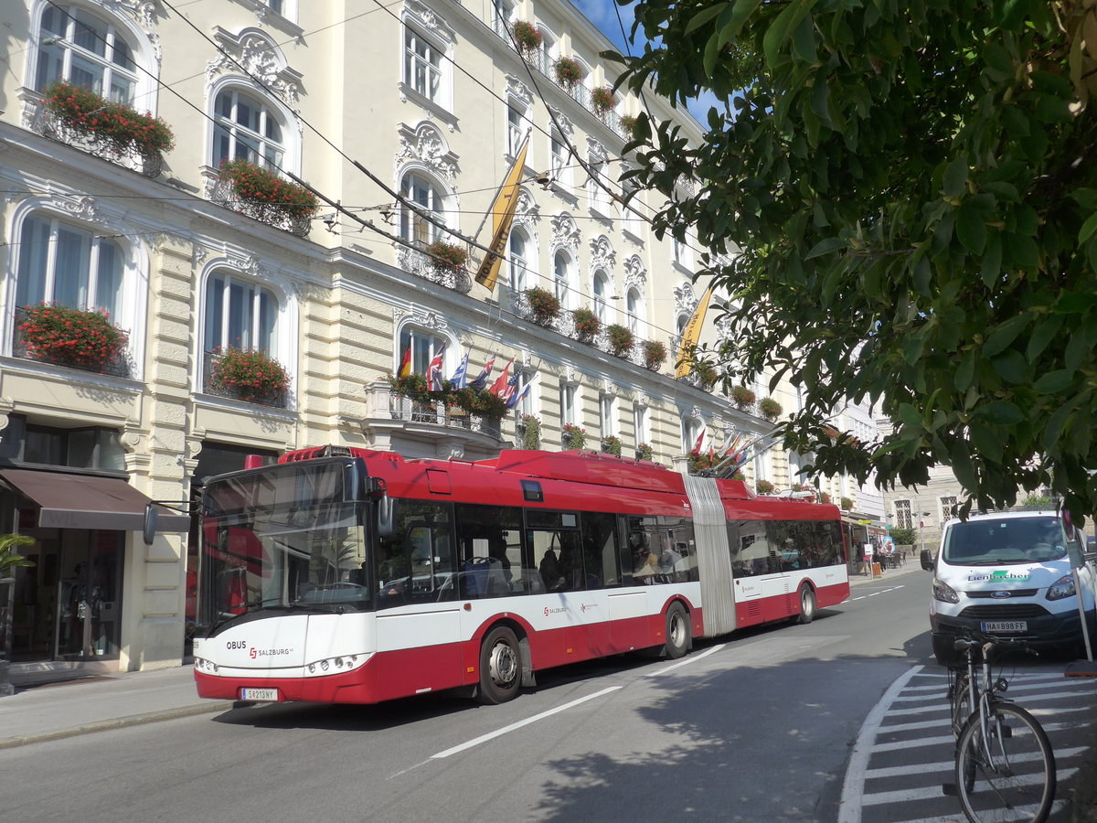 (197'273) - OBUS Salzburg - Nr. 309/S 213 NY - Solaris Gelenktrolleybus am 13. September 2018 in Salzburg, Makartplatz