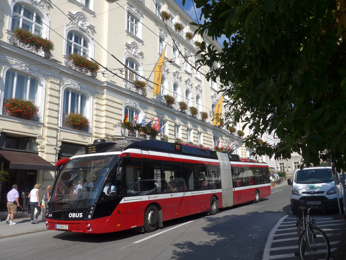(197'276) - OBUS Salzburg - Nr. 349/S 868 TB - Solaris Gelenktrolleybus am 13. September 2018 in Salzburg, Makartplatz